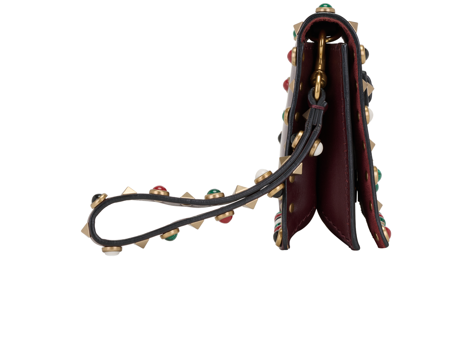 Valentino Rolling Rockstud Clutch, &pound;295, Accessories, Burgundy, Leather, Side view
